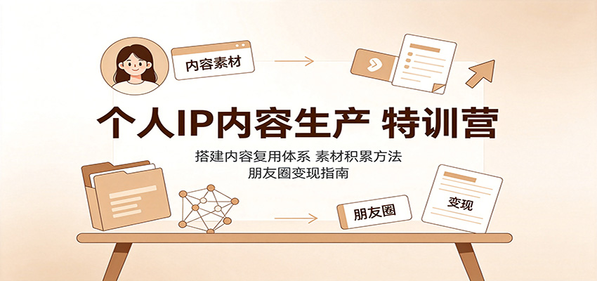 个人IP内容生产特训营：搭建内容复用体系，素材积累方法，朋友圈变现指南-小白项目网