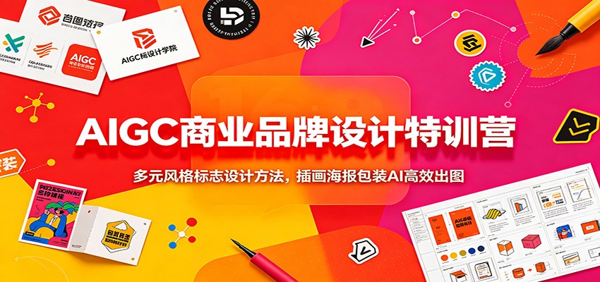 AIGC商业品牌设计特训营：多元风格标志设计方法，插画海报包装AI高效出图-小白项目网