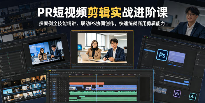 PR短视频剪辑实战进阶课，多案例全技能精讲，联动PS协同创作，快速练就商用剪辑能力-小白项目网