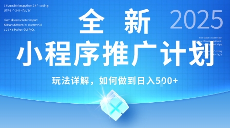 2025年最新小程序推广计划，简单操作，独家技术，日均5张+【揭秘】 - 小白项目网-小白项目网