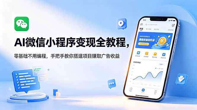 (18773期)AI微信小程序变现全教程,零基础不用编程,手把手教你搭建项目赚取广告收益-小白项目网