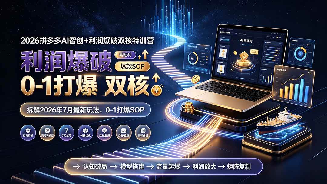 （19804期）2026拼多多AI智创+利润爆破双核特训营-更新：拆解2026年7月最新玩法，0-1打爆SOP-小白项目网