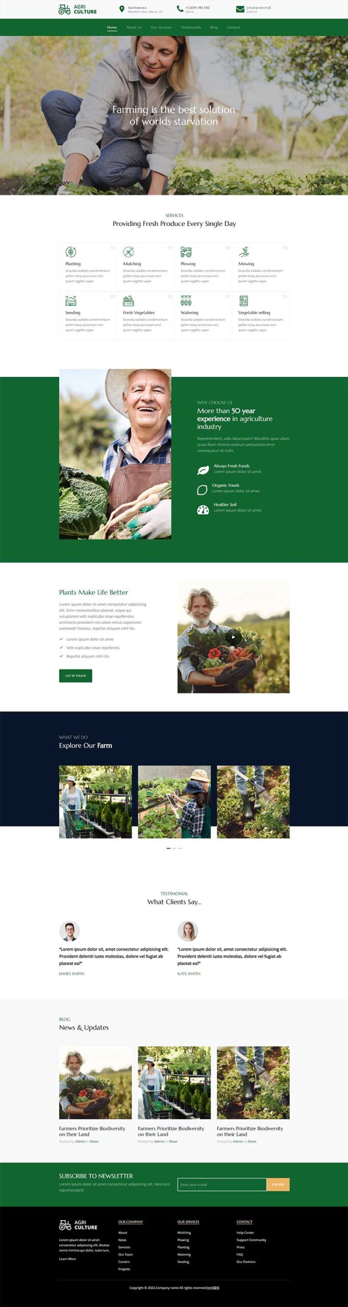 绿色有机果蔬农场Bootstrap静态模板-小白项目网