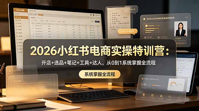 2026小红书电商实操特训营：开店+选品+笔记+工具+达人，从0到1系统掌握全流程-小白项目网