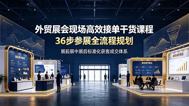 外贸展会现场高效接单干货课程，36步参展全流程规划，展前展中展后标准化获客成交体系-小白项目网