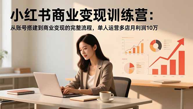 小红书商业变现训练营：从账号搭建到商业变现的完整流程，单人运营多店月利润10万-小白项目网