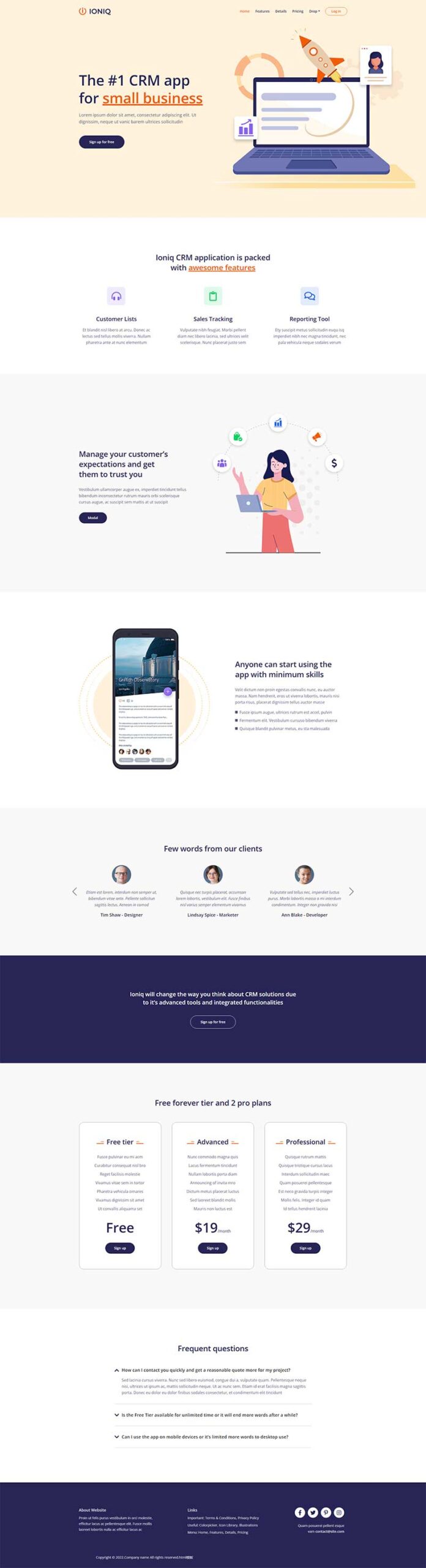 CRM客户管理系统软件销售网站html模板-小白项目网