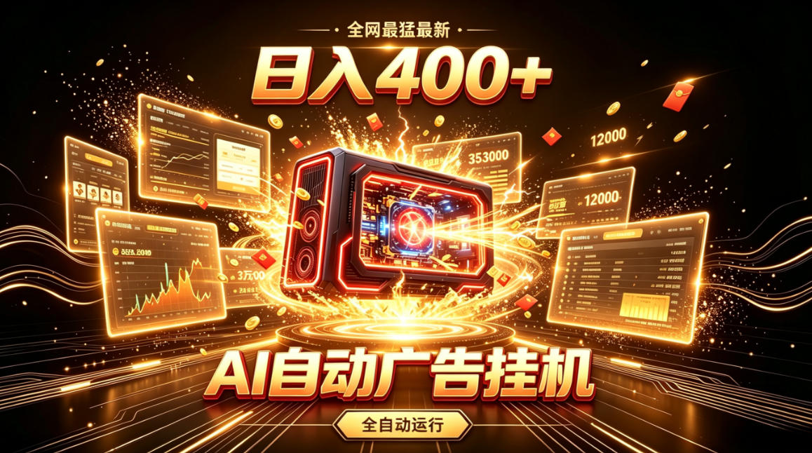 全网最猛最新的AI自动广告挂G，狠收益日入400+，真正做到躺賺式变现【揭秘】-小白项目网