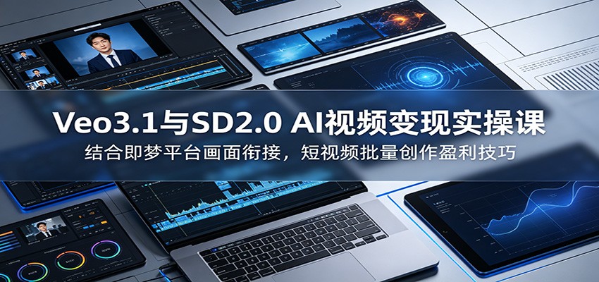 Veo3.1与SD2.0 AI视频变现实操课课：结合即梦平台画面衔接，短视频批量创作盈利技巧-小白项目网