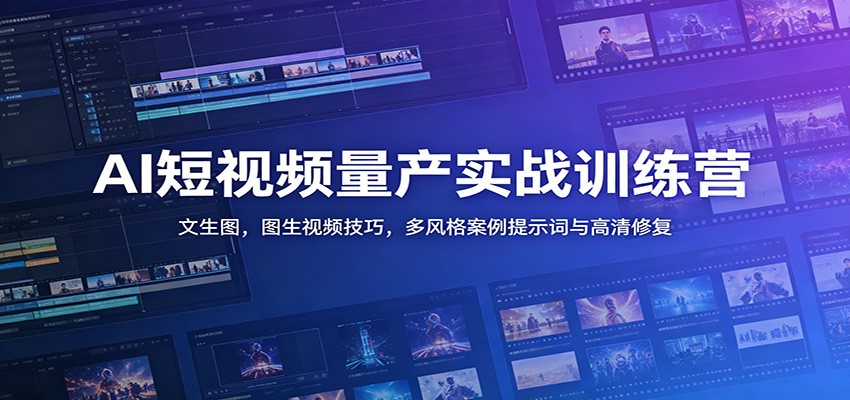 AI短视频量产实战训练营：文生图，图生视频技巧，多风格案例提示词与高清修复-小白项目网