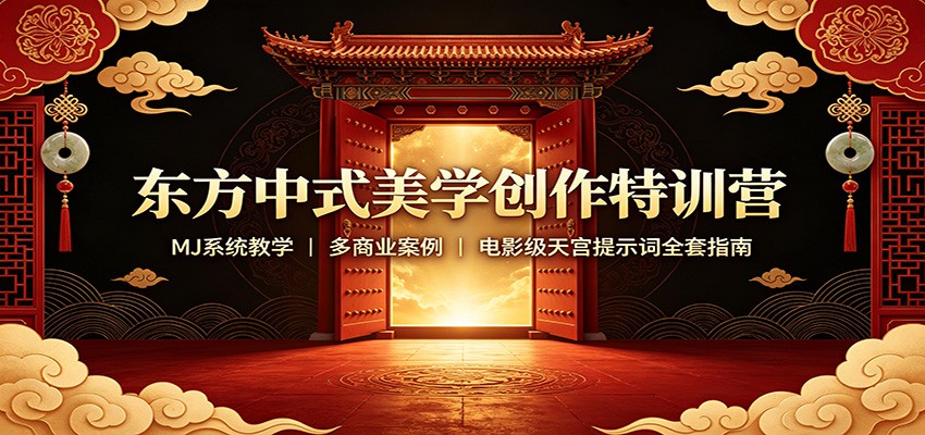 东方中式美学创作特训营：MJ系统教学，多商业案例，电影级天宫提示词全套指南-小白项目网