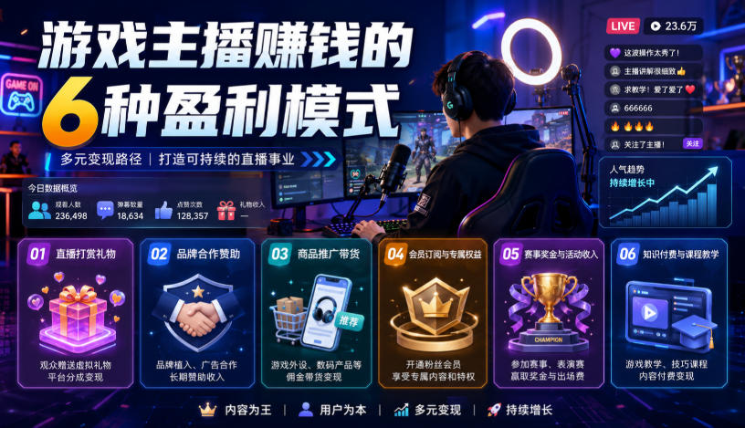 付费文章：游戏主播賺钱的6种盈利模式-小白项目网