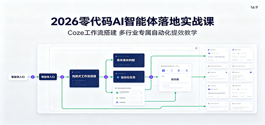 2026零代码AI智能体落地实战课:Coze工作流搭建,多行业专属自动化提效教学-小白项目网