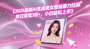 2025最新AI生成美女壁纸暴力拉新, 单日变现3张+，小白轻松上手-小白项目网