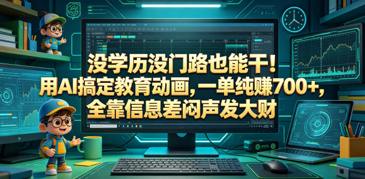 没学历没门路也能干！用AI搞定教育动画，一单纯賺700+，全靠信息差闷声发大财【揭秘】-小白项目网