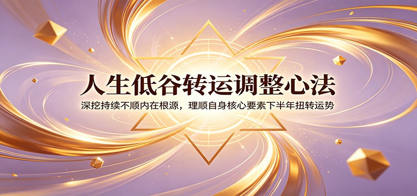 人生低谷转运调整心法：深挖持续不顺内在根源，理顺自身核心要素下半年扭转运势-小白项目网