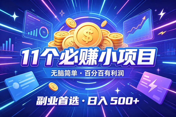 （19870期）12个必赚的小项目，无脑简单，百分百有利润，副业的首选，日入500+-小白项目网