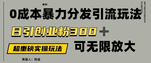 价值5980的0成本暴力引流玩法，日引创业粉300+，可无限放大-小白项目网