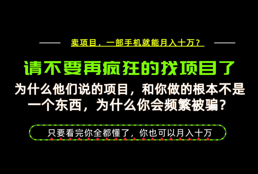 为什么做项目的人大多都是炮灰？为什么只有卖项目才能稳？看完你也可以月入10W+【揭秘】-小白项目网