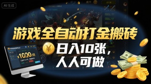 游戏全自动打金搬砖，日入10张，人人可做，纯干货，长期稳定收益项目【揭秘】-小白项目网