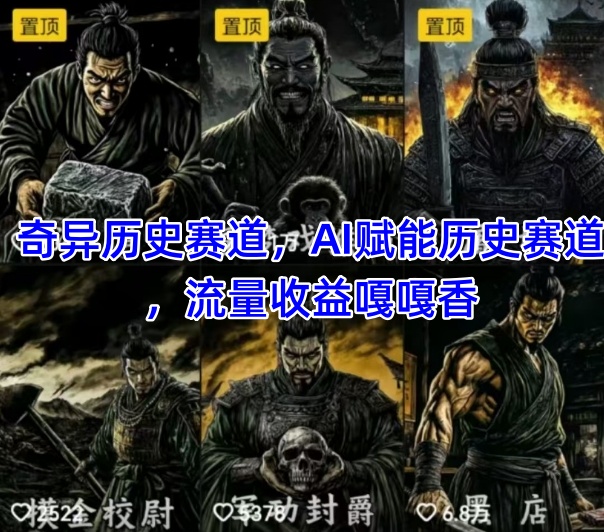 抖音奇异历史赛道，AI赋能历史赛道，流量收益嘎嘎香，狂撸伙伴计划 - 小白项目网-小白项目网