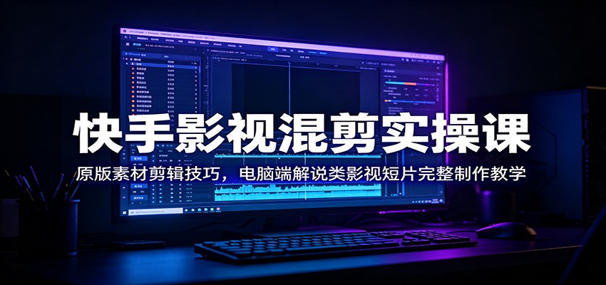 快手影视混剪实操课：原版素材剪辑技巧，电脑端解说类影视短片完整制作教学-小白项目网