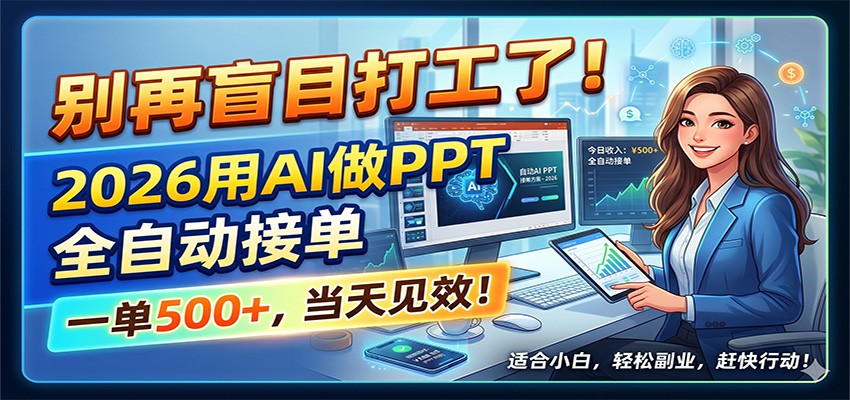 别再盲目打工了！2026用AI做PPT全自动接单，一单5张+，当天见效！-小白项目网