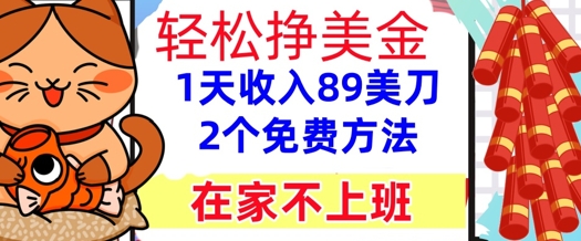 在家不上班，轻松挣美金， 1天收入89美刀，2个免费方法，懒人捡钱-小白项目网