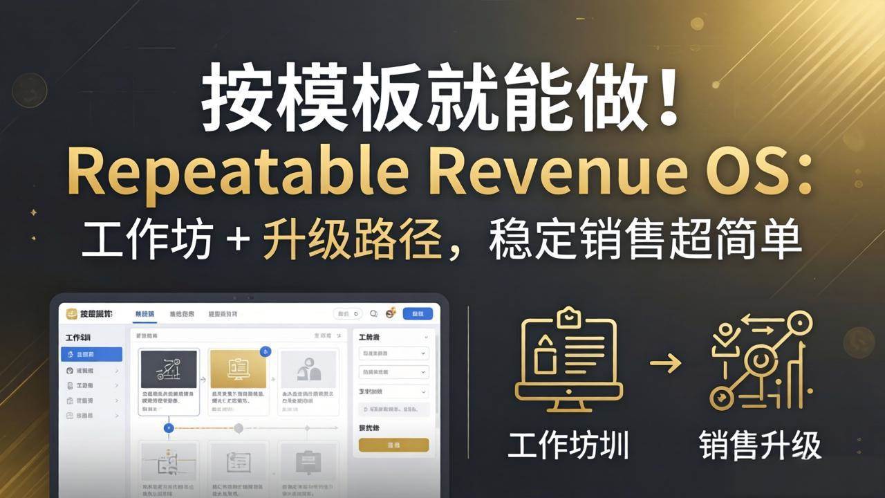 （18085期）按模板就能做！Repeatable Revenue OS：工作坊 + 升级路径，稳定销售超简单-小白项目网