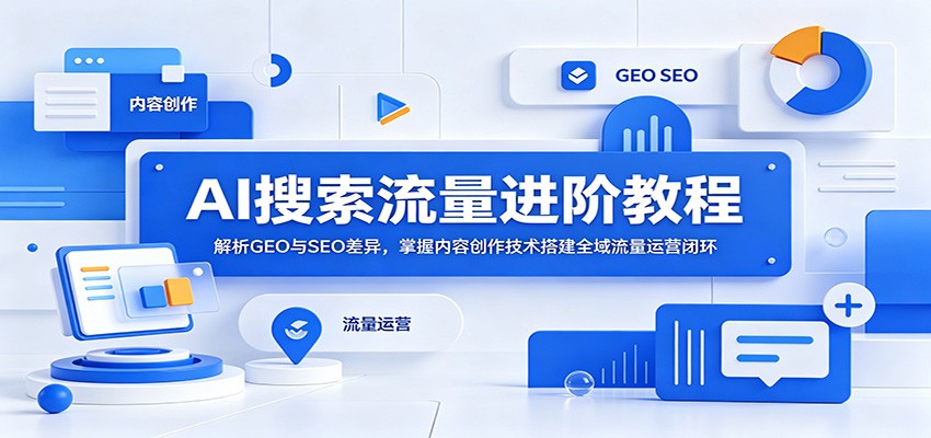 AI搜索流量进阶教程:解析GEO与SEO差异,掌握内容创作技术搭建全域流量运营闭环-小白项目网