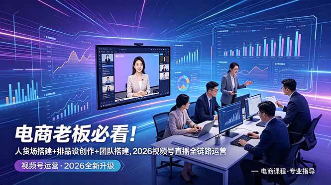 （18845期）电商老板必看！人货场搭建+排品设计+素材创作+团队搭建，2026视频号直播全链路运营-小白项目网