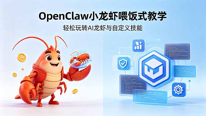 不用懂技术！OpenClaw小龙虾喂饭式教学，轻松玩转AI龙虾与自定义技能 (5月22更新-小白项目网