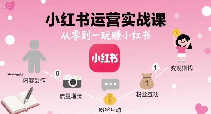 小红书运营实战课，从零到一玩賺小红书-小白项目网