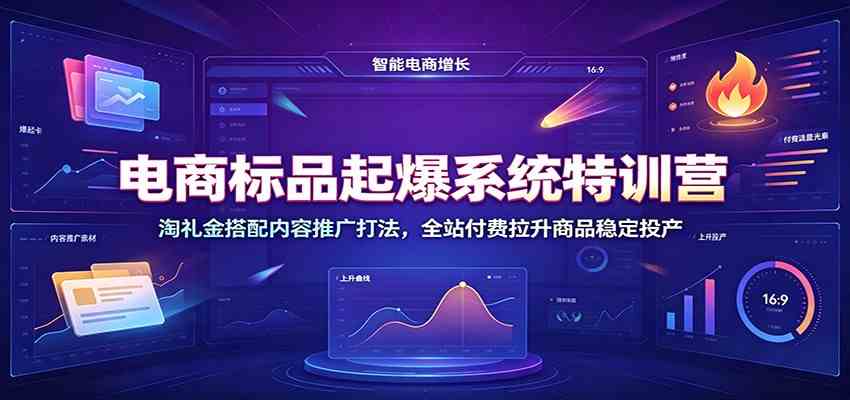 电商标品起爆系统特训营：淘礼金搭配内容推广打法，全站付费拉升商品稳定投产-小白项目网