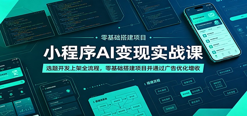 小程序AI变现实战课:选题开发上架全流程,零基础搭建项目并通过广告优化增收-小白项目网