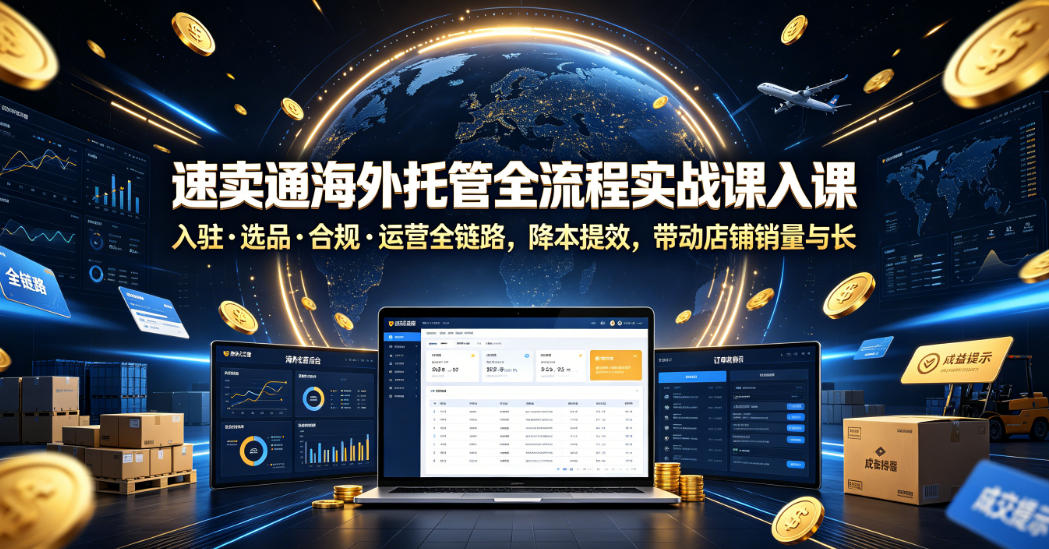 速卖通海外托管全流程实战课入驻・选品・合规・运营全链路，降本提效，带动店铺销量与收益增长-小白项目网