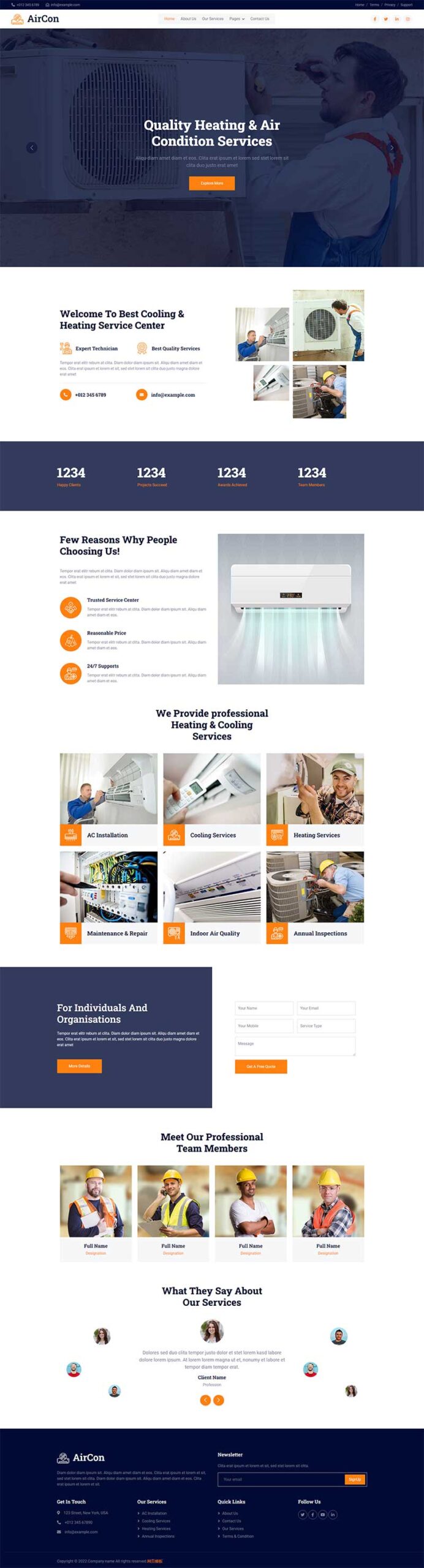 家电设备维修维护家政服务公司网站html模板-小白项目网