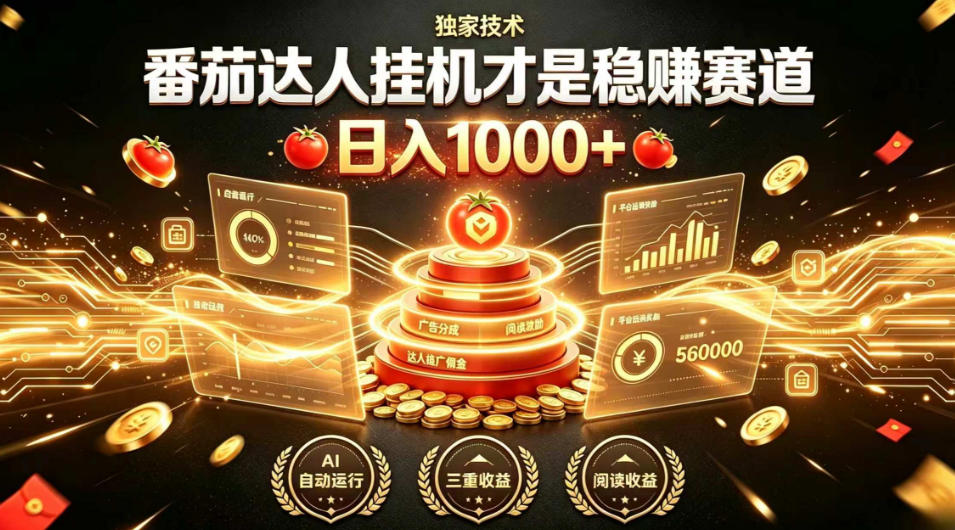 别再瞎找副业！番茄达人挂G才是稳賺赛道，日入1000+，全程傻瓜式操作，可矩阵放大【揭秘】-小白项目网