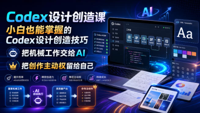 Codex设计创造课,小白也能掌握的Codex设计创造技巧,把机械工作交给AI,把创作主动权留给自己-小白项目网