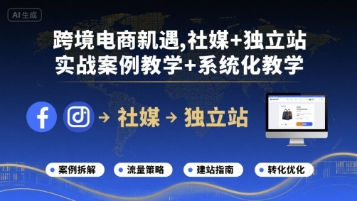 跨境电商新机遇，社媒+独立站，实战案例教学+系统化教学-小白项目网