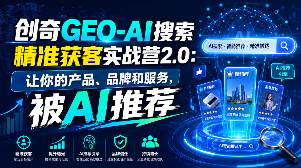 创奇GEO-AI搜索精准获客实战营2.0：让你的产品、品牌和服务，被AI推荐-小白项目网