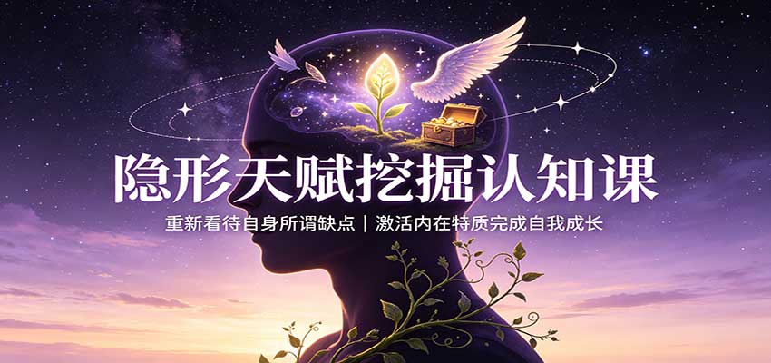 隐形天赋挖掘认知课：重新看待自身所谓缺点，激活内在特质完成自我成长-小白项目网