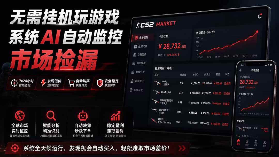 （19555期）系统AI自动监控市场捡漏，不用玩游戏|只需要一部手机|支持任何形式数据验证-小白项目网