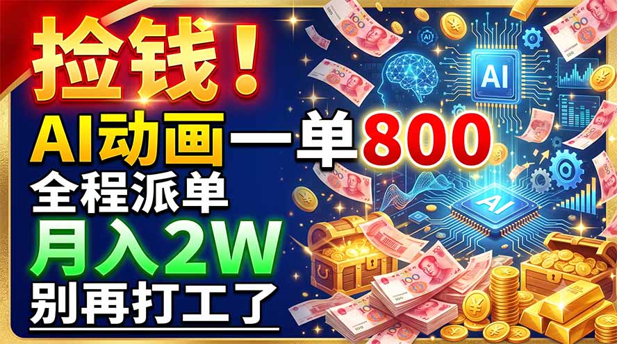 捡钱!AI动画一单800,全程派单,月入2W,别再打工了-小白项目网