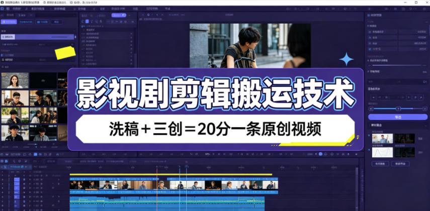 影视剧剪辑搬运技术，洗稿+三创=20分一条原创视频-小白项目网