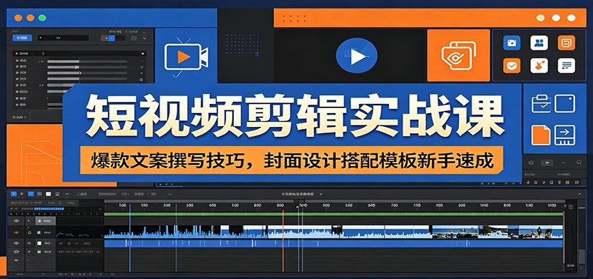 短视频剪辑实战课：爆款文案撰写技巧，封面设计搭配模板新手速成-小白项目网