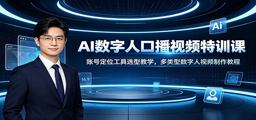 AI数字人口播视频特训课：账号定位工具选型教学，多类型数字人视频制作教程-小白项目网