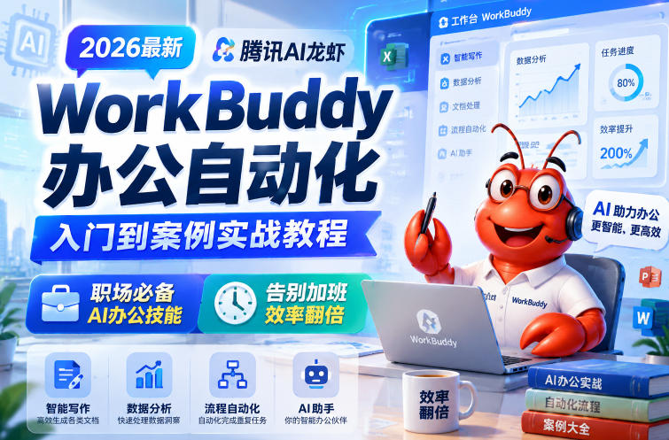 2026最新腾讯AI龙虾WorkBuddy办公自动化入门到案例实战教程,职场必备AI办公技能,告别加班,效率翻倍-小白项目网