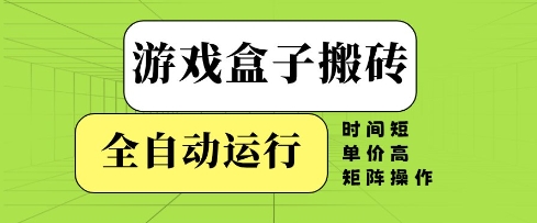 游戏盒子搬砖，全自动运行，无需人工，时间短、单价高、矩阵操作【揭秘】-小白项目网