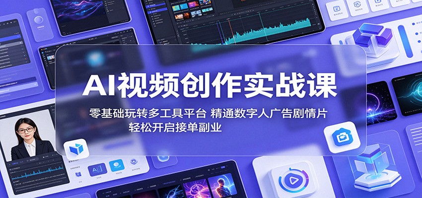 AI视频创作实战课：零基础玩转多工具平台，精通数字人广告、剧情片，轻松开启接单副业-小白项目网